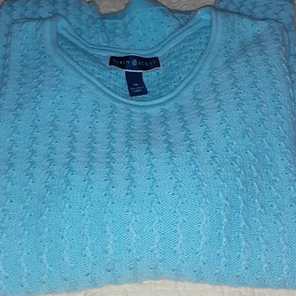SWEATER  COTTON SKY  BLUE by Karen Scott  XL